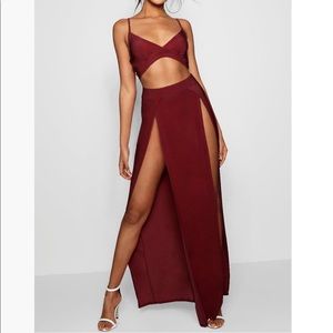 Boohoo Bralet & Split Maxi Skirt Two-Piece Set